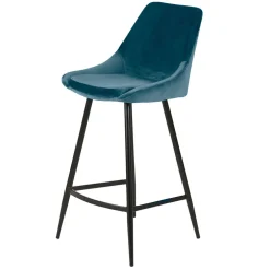Chaise de bar en velours bleu h67cm - Ben