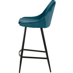Chaise de bar en velours bleu h67cm - Ben