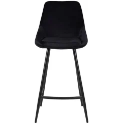 Chaise de bar en velours côtelé noir h67cm - Ben