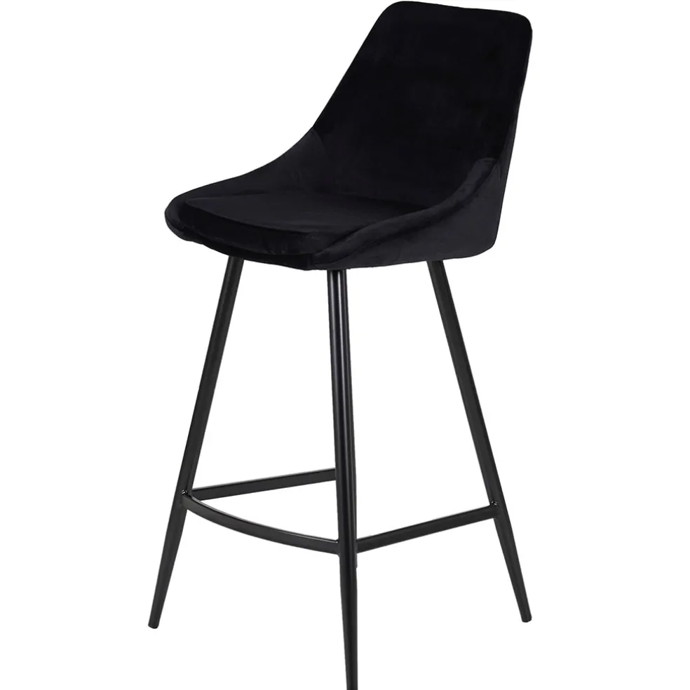 Chaise de bar en velours côtelé noir h67cm - Ben