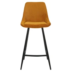 Chaise de bar en velours côtelé jaune curry h67cm - Ben