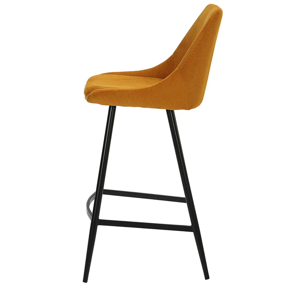 Chaise de bar en velours côtelé jaune curry h67cm - Ben