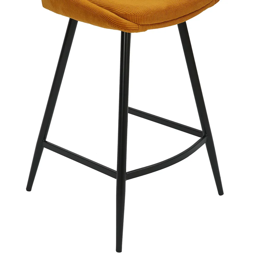 Chaise de bar en velours côtelé jaune curry h67cm - Ben