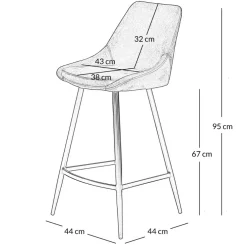 Chaise de bar en velours côtelé jaune curry h67cm - Ben