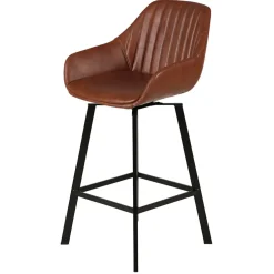 Chaise de bar pivotante effet cuir marron h75cm - Moss