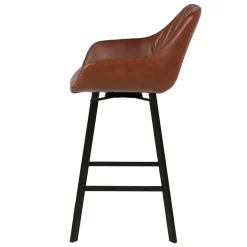 Chaise de bar pivotante effet cuir marron h75cm - Moss
