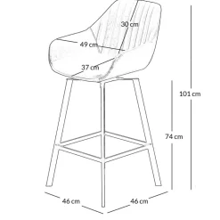 Chaise de bar pivotante noir veilli h75cm - Moss
