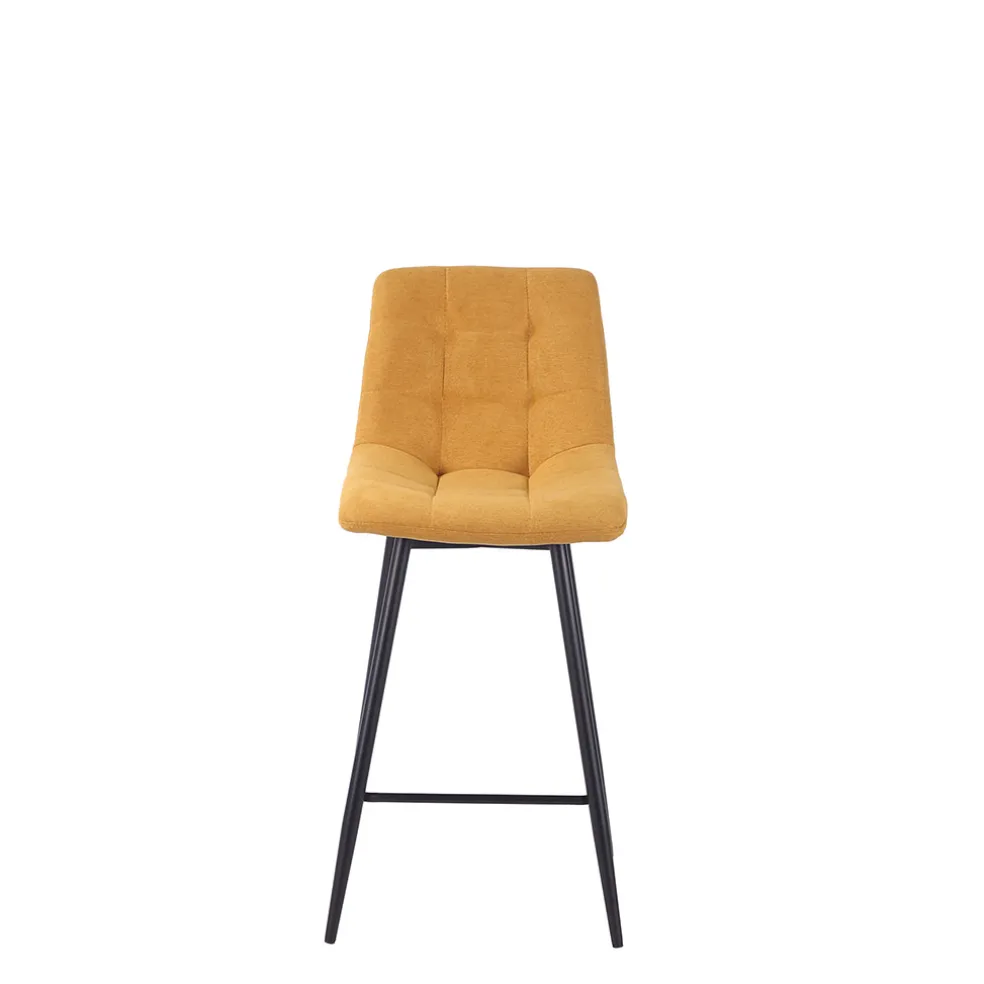 Chaise de bar tissu matelassé moutarde - Lilly