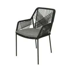 Chaise de jardin empilable en résine tressée noir - Seville