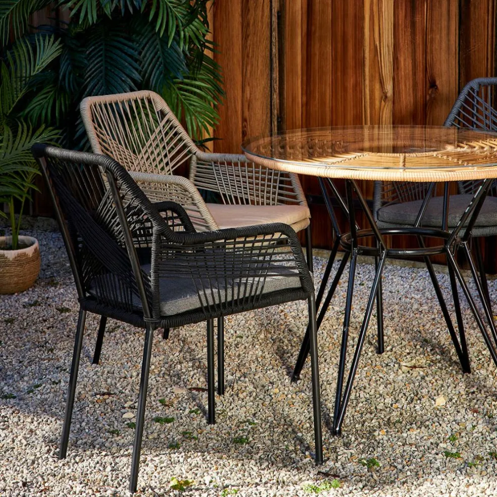 Chaise de jardin empilable en résine tressée noir - Seville