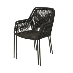 Chaise de jardin empilable en résine tressée noir - Seville