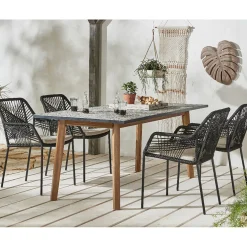 Chaise de jardin empilable en résine tressée noir - Seville