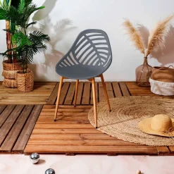 Chaise de jardin en plastique gris - Alameda