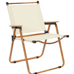 Chaise de jardin pliante en bois de hêtre et tissu beige - Mariposa