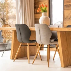 Chaise de salle à manger en tissu gris clair - Gloria