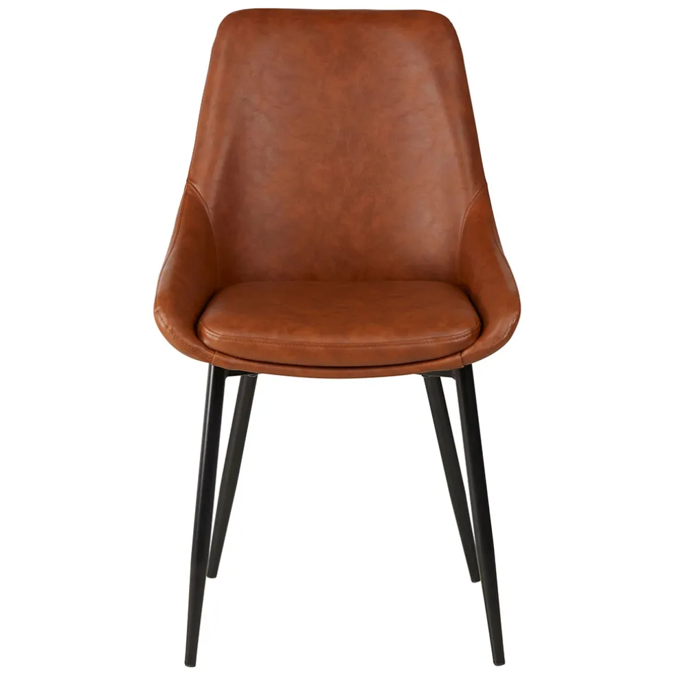 Chaise de salle à manger en simili cuir marron - Ben