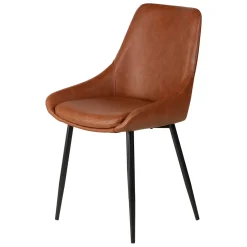 Chaise de salle à manger en simili cuir marron - Ben
