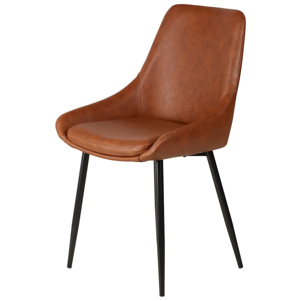 Chaise de salle à manger en simili cuir marron - Ben