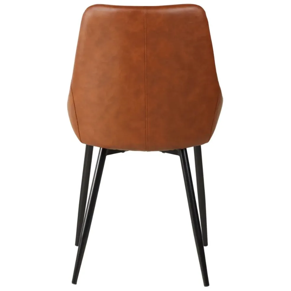 Chaise de salle à manger en simili cuir marron - Ben