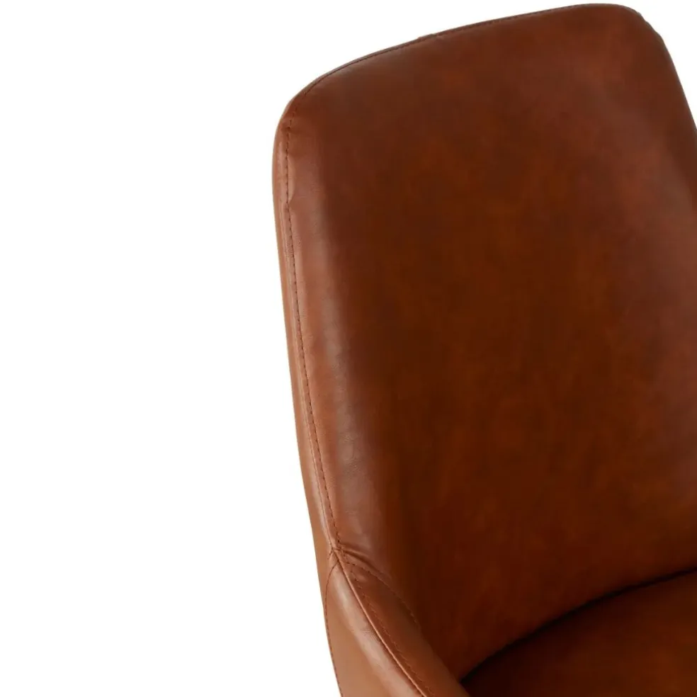 Chaise de salle à manger en simili cuir marron - Ben