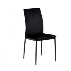 Chaise de salle à manger en tissu noir - Demia