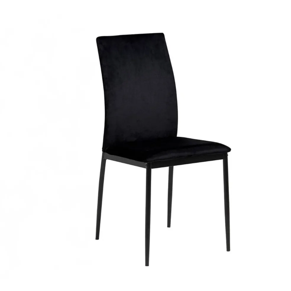 Chaise de salle à manger en tissu noir - Demia
