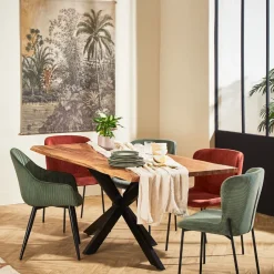 Chaise de salle à manger en velours côtelé acajou - Holden