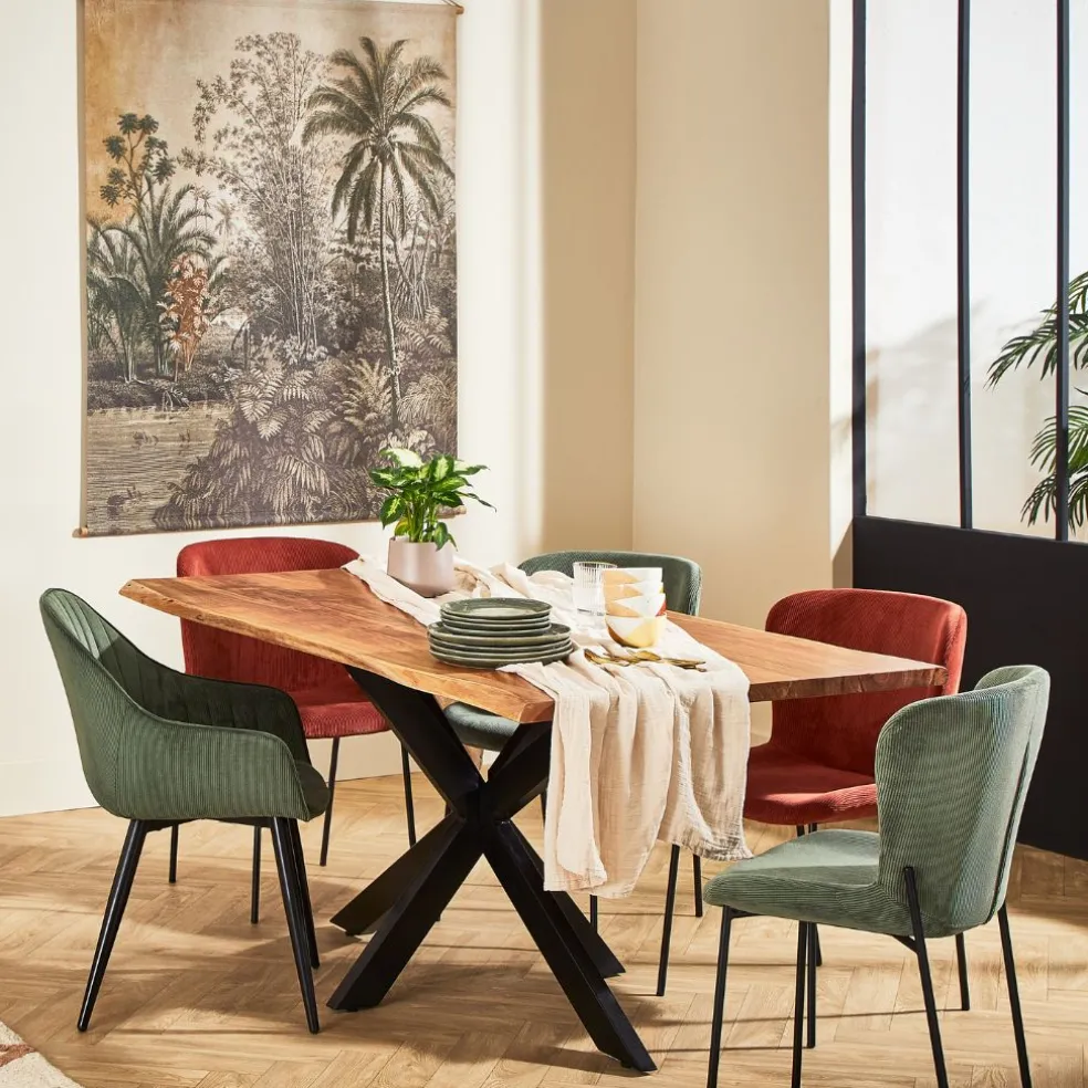 Chaise de salle à manger en velours côtelé acajou - Holden