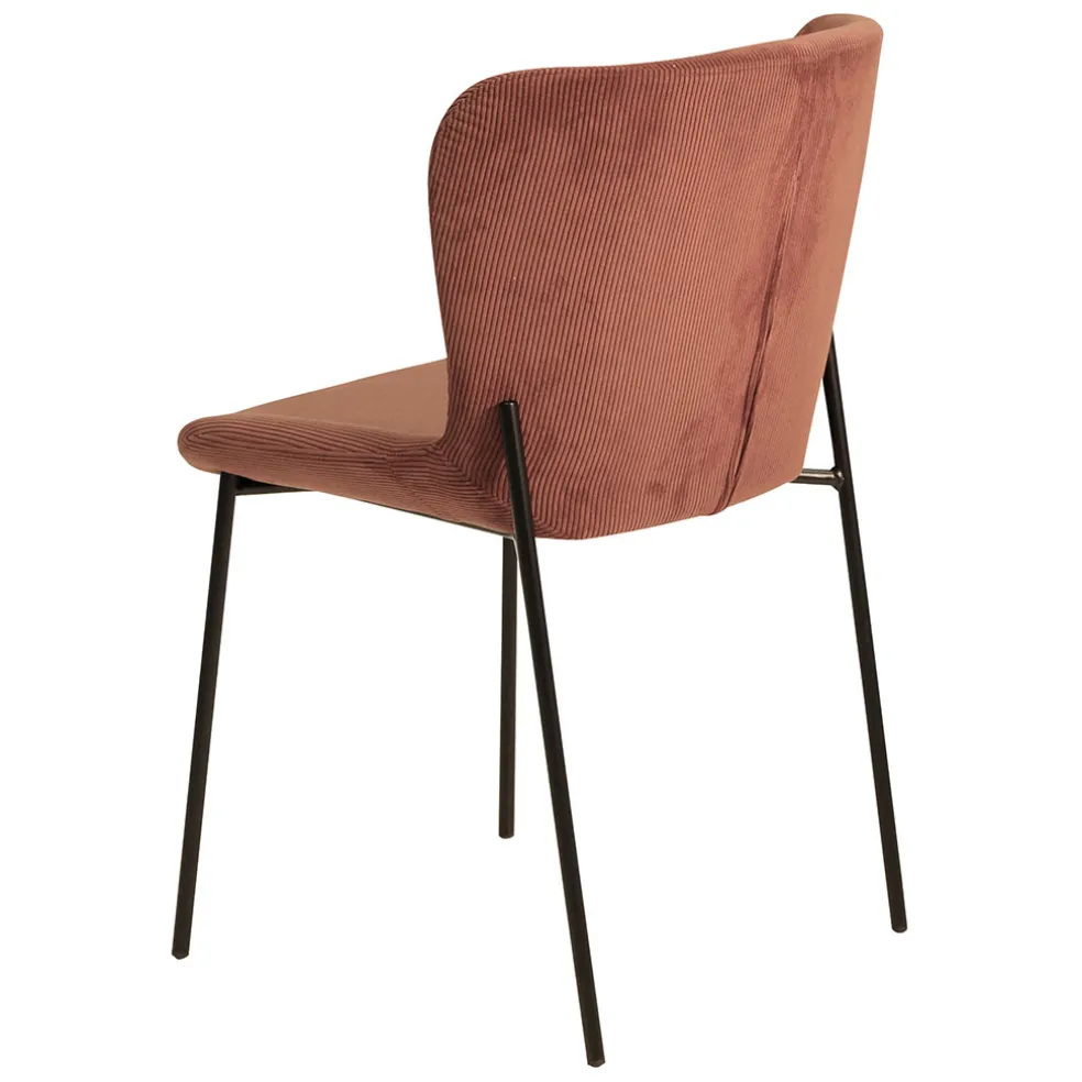 Chaise de salle à manger en velours côtelé acajou - Holden