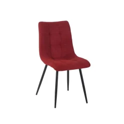 Chaise de salle à manger en tissu matelassé cerise - Lilly