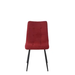 Chaise de salle à manger en tissu matelassé cerise - Lilly