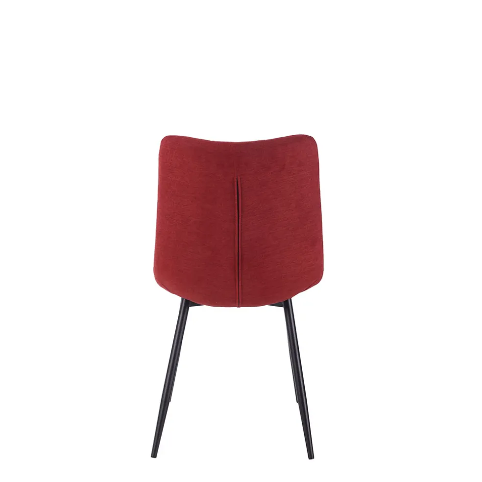 Chaise de salle à manger en tissu matelassé cerise - Lilly