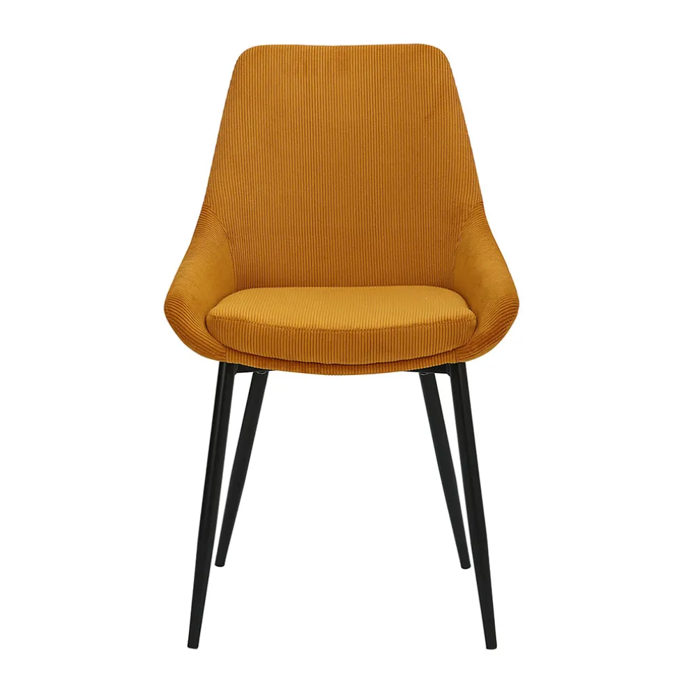 Chaise de salle à manger en velours côtelé curry - Ben