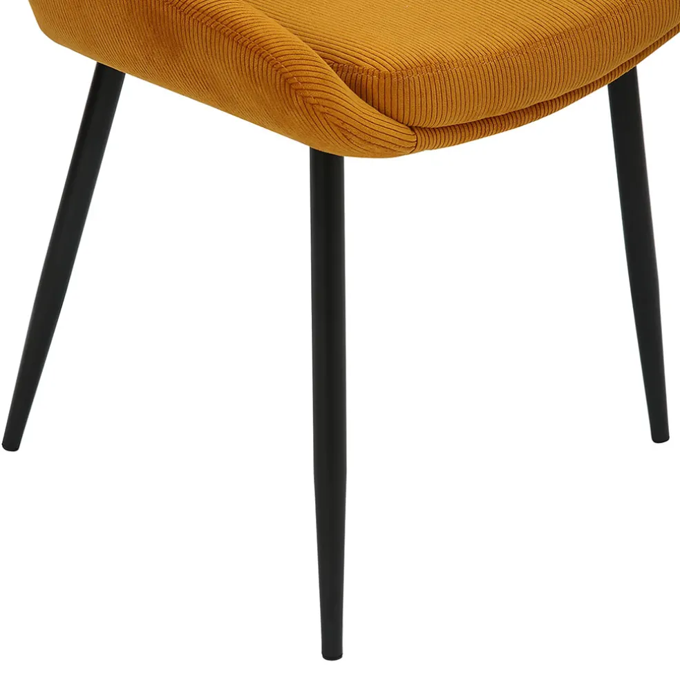 Chaise de salle à manger en velours côtelé curry - Ben