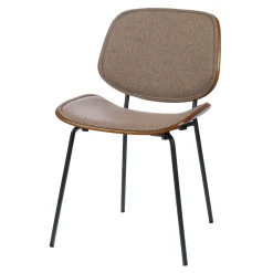 Chaise de salle à manger en tissu gris et noyer - Atlanta