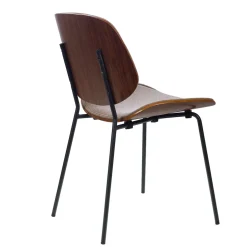 Chaise de salle à manger en tissu gris et noyer - Atlanta