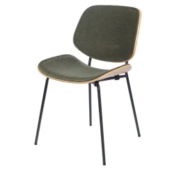 Chaise de salle à manger en tissu vert et chêne - Atlanta