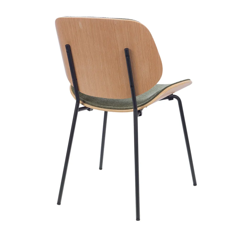 Chaise de salle à manger en tissu vert et chêne - Atlanta