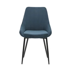 Chaise de salle à manger en velours côtelé bleu - Ben
