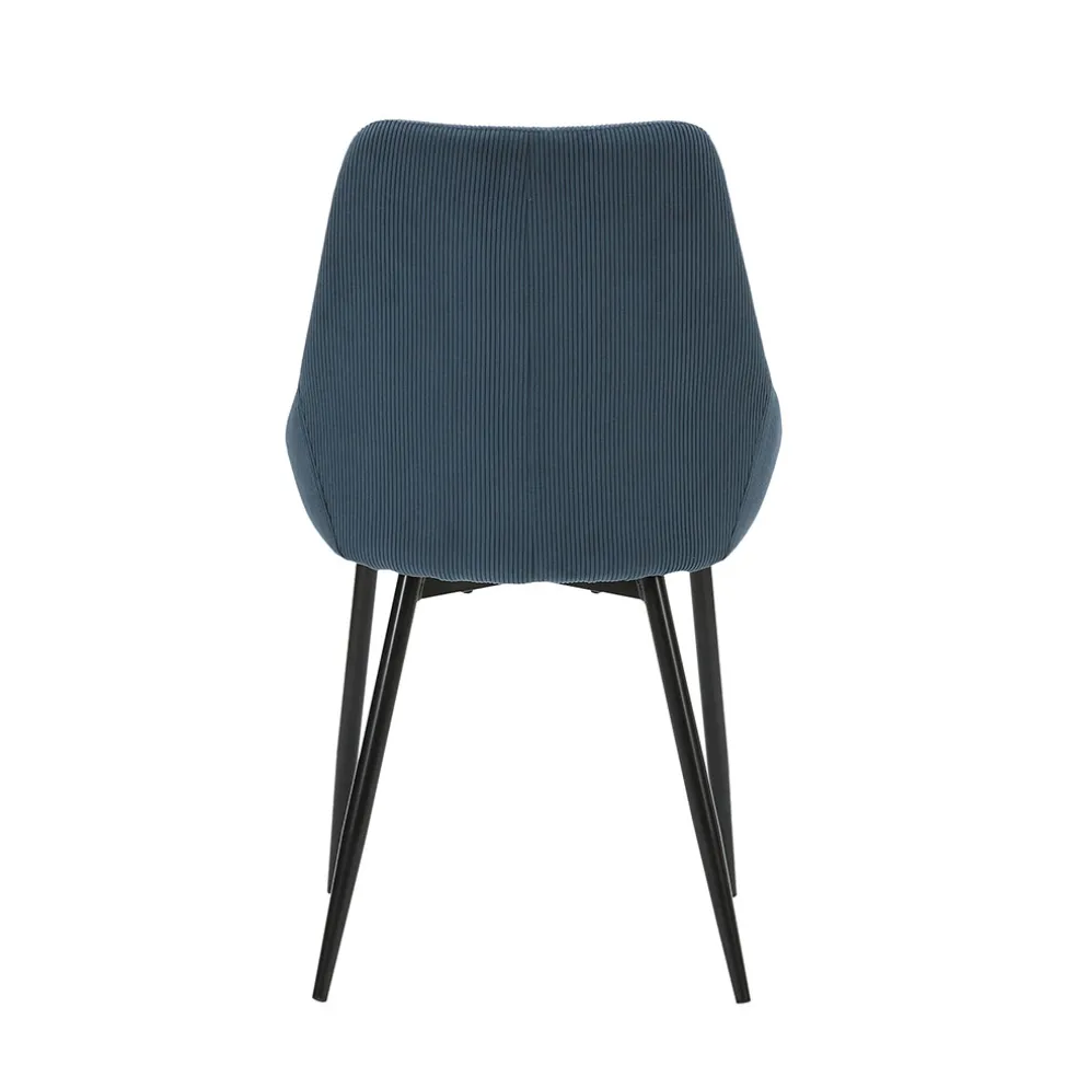 Chaise de salle à manger en velours côtelé bleu - Ben