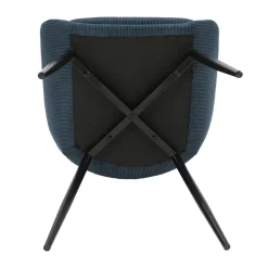 Chaise de salle à manger en velours côtelé bleu - Ben