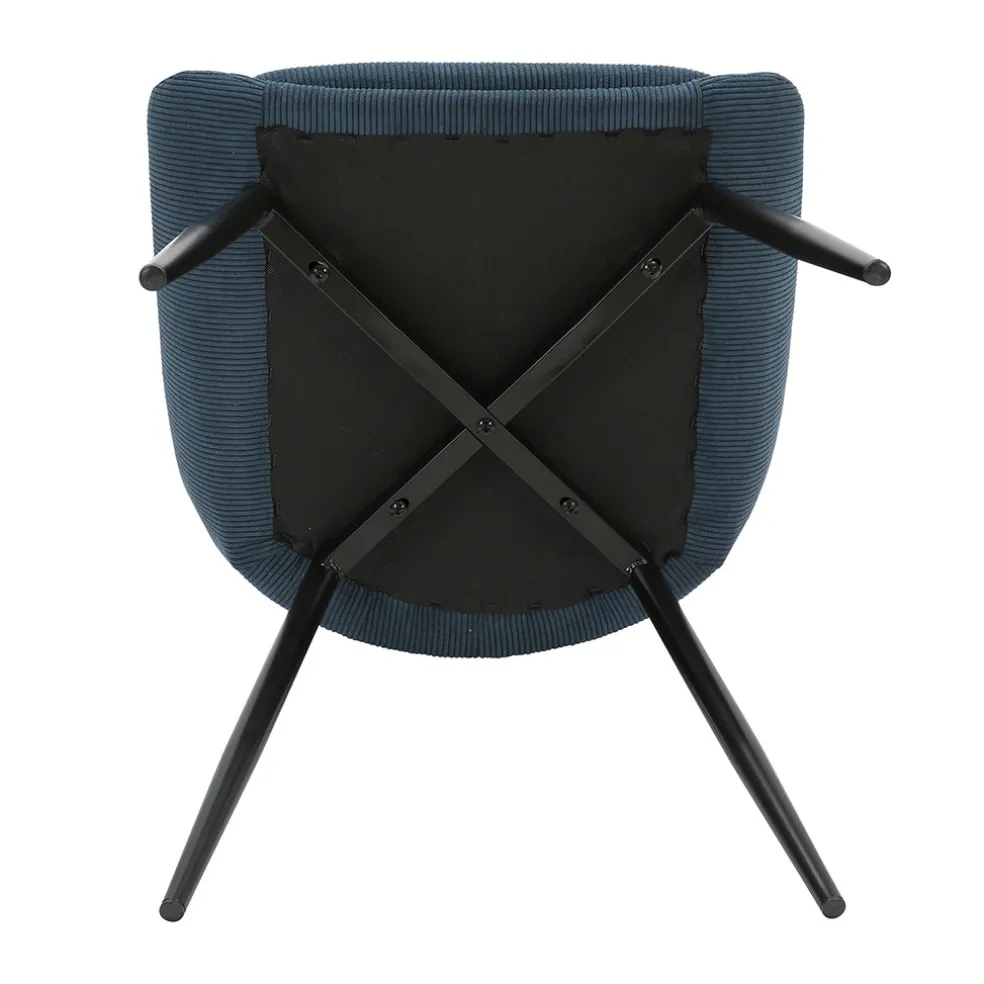 Chaise de salle à manger en velours côtelé bleu - Ben