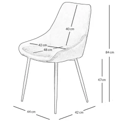 Chaise de salle à manger en velours côtelé bleu - Ben