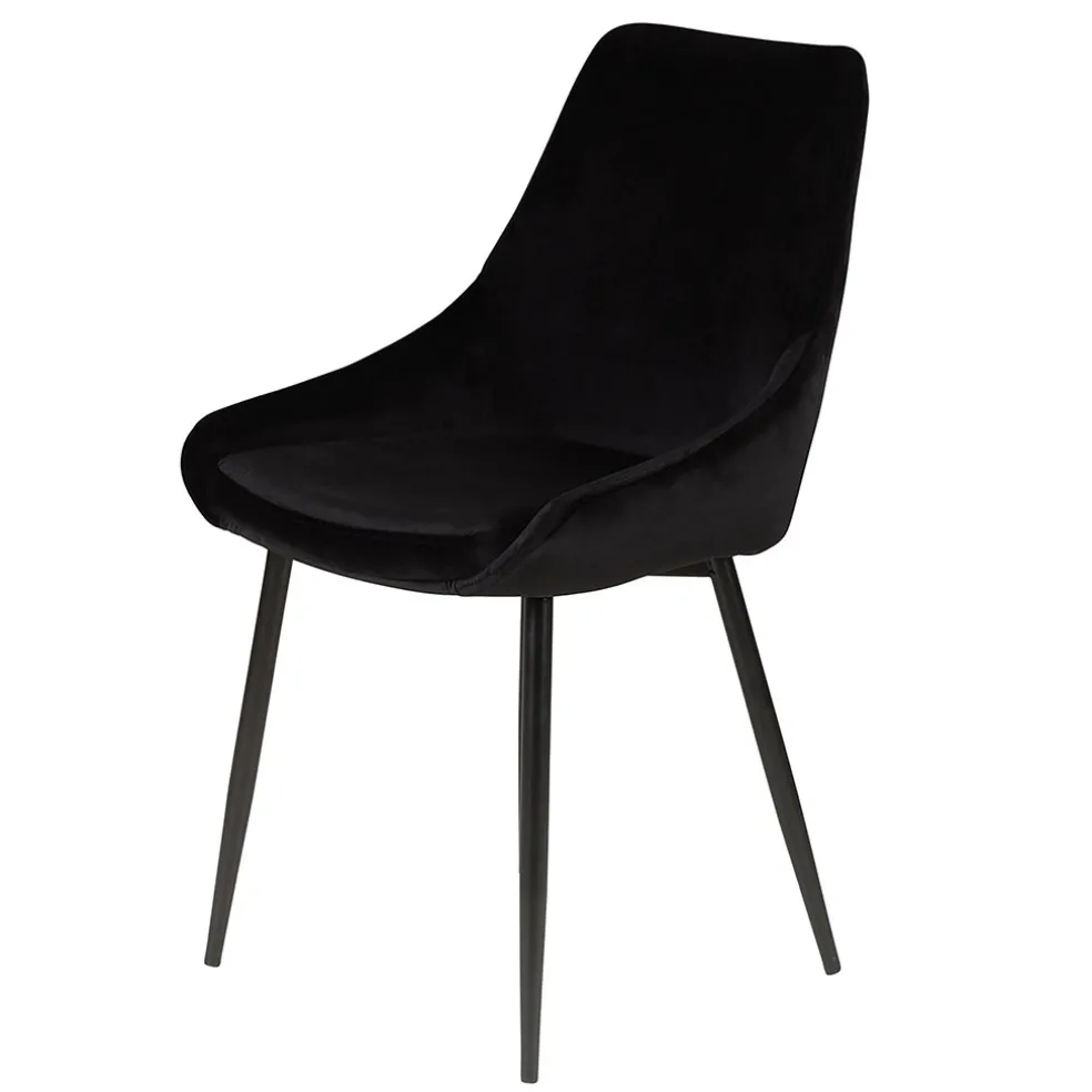 Chaise de salle à manger en velours noir - Ben