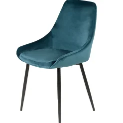 Chaise de salle à manger en velours bleu - Ben