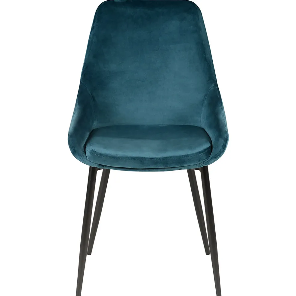 Chaise de salle à manger en velours bleu - Ben