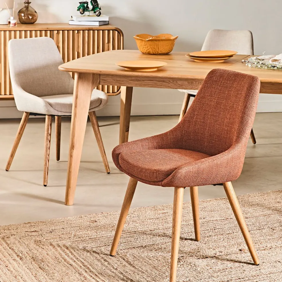 Chaise de salle à manger en tissu crème - Ben