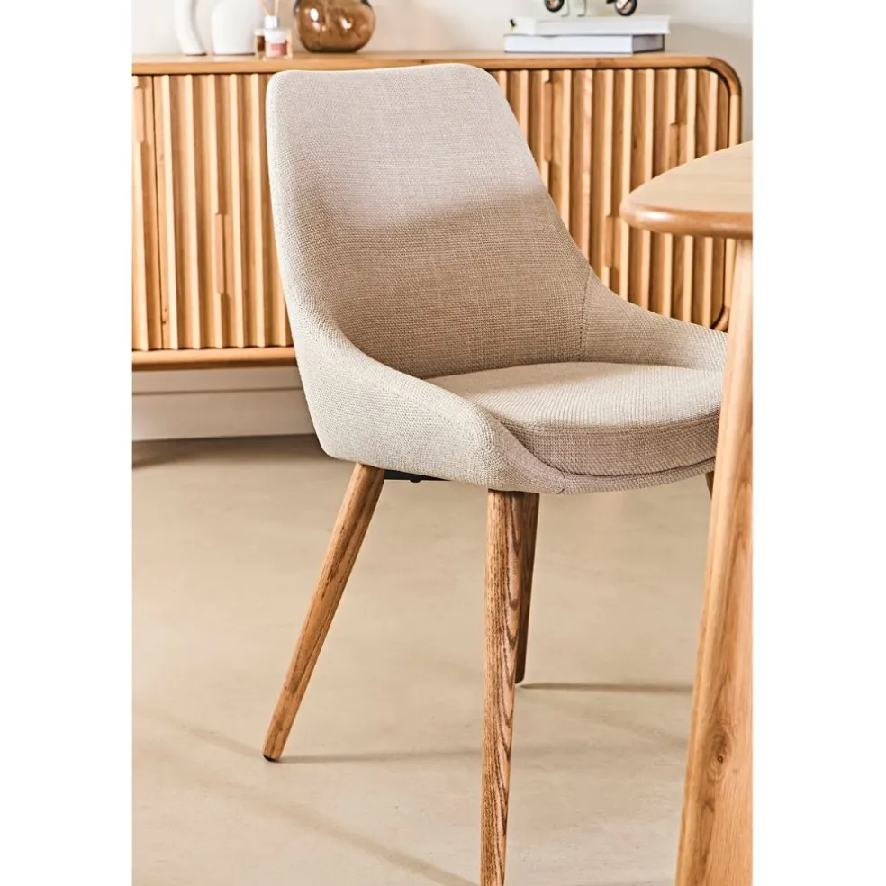 Chaise de salle à manger en tissu crème - Ben
