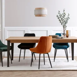 Chaise de salle à manger en velours cognac - Ben