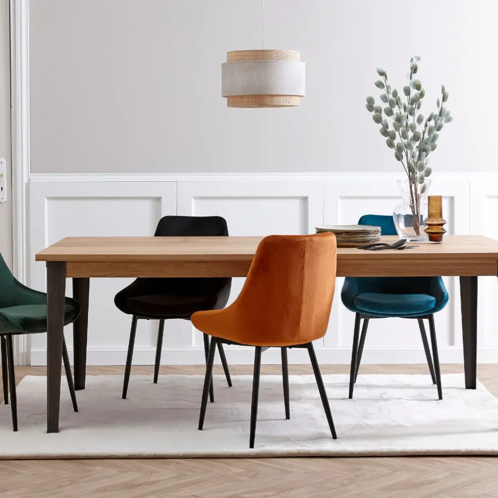 Chaise de salle à manger en velours cognac - Ben